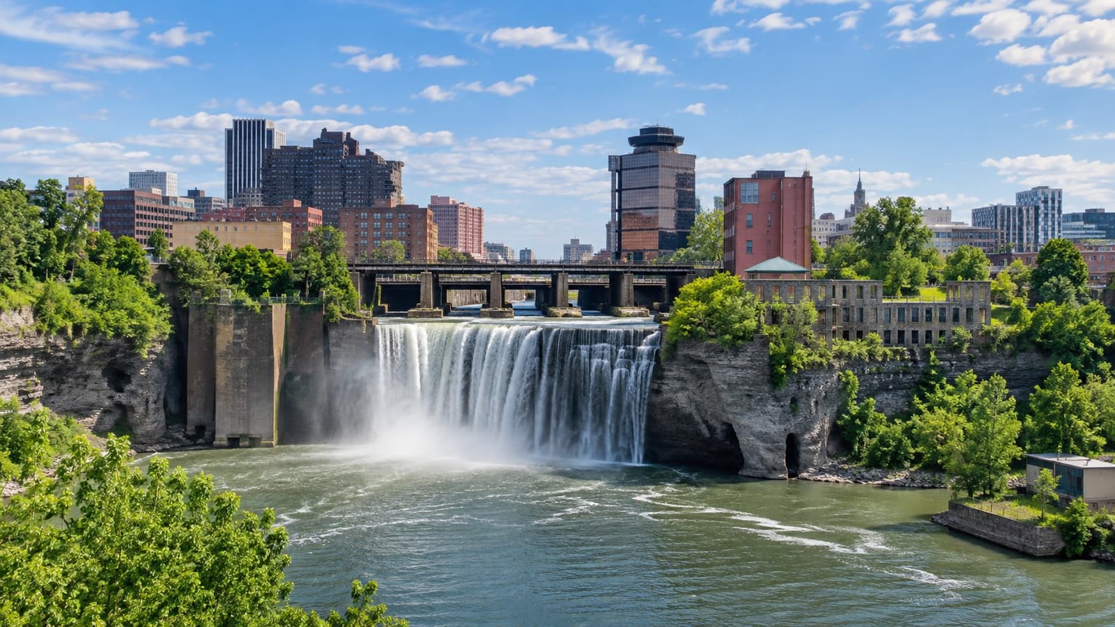 High Falls and the Rochester skyline